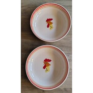 Set Of 2 Vtg 1962 Holt Howard Rooster Bowls Farmhouse Collectible Cottagecore